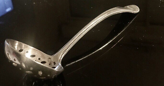 Ancien Français, Cuillère à Fraises, Saupoudreuse en Argent Massif 19E, Très Épais, Monogramme Tev, 