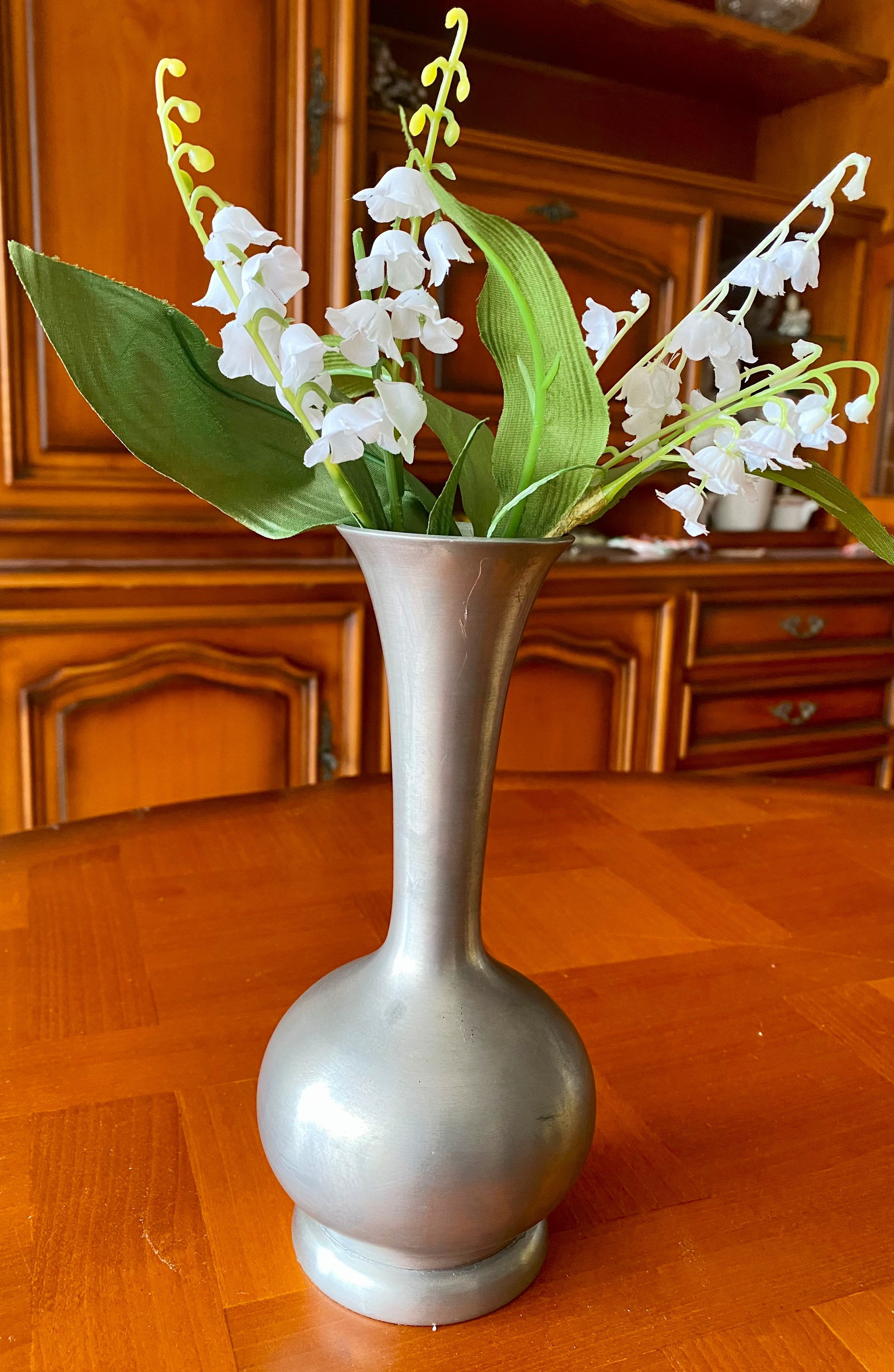 Vase Soliflore, en Étain 95%, Vintage 70
