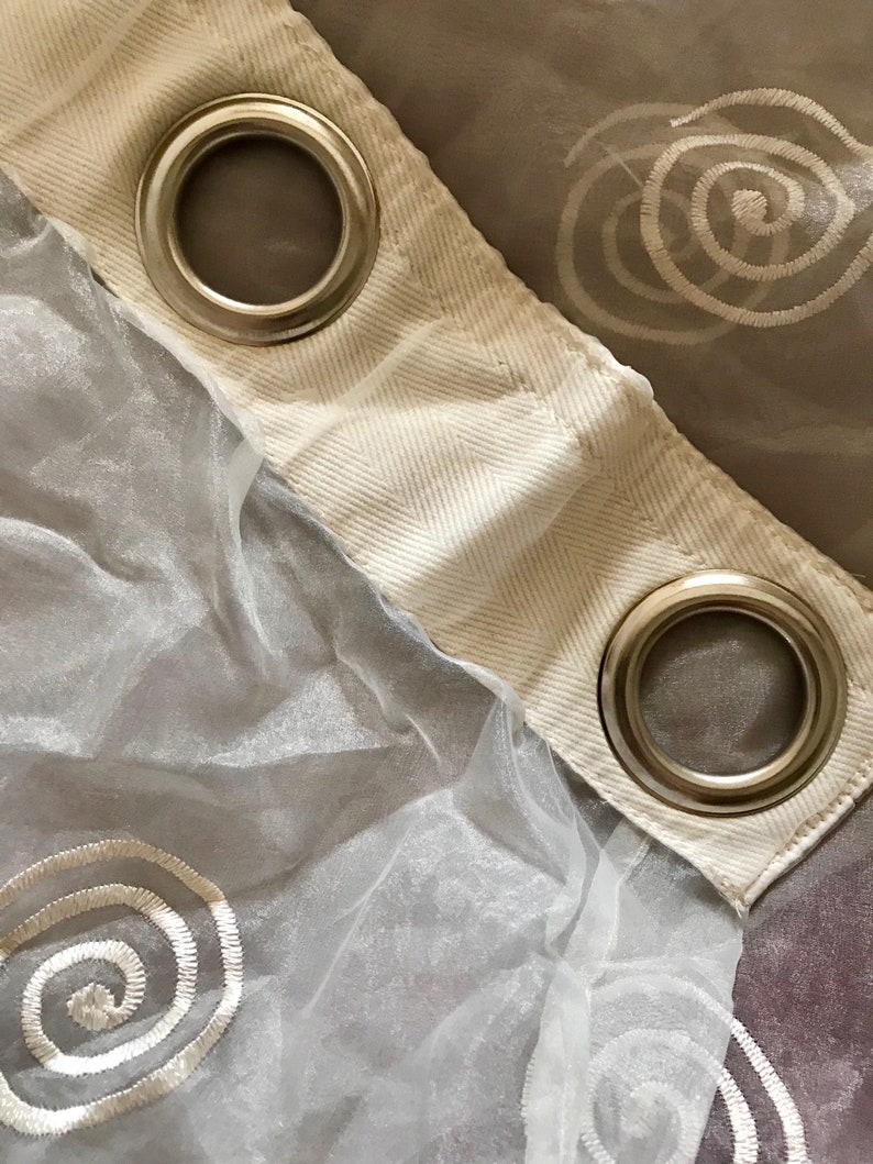 vintage ready to install white voile eyelet embroidery 100/% polyester Iridescent large curtain veil 5 m 50 x 2 m 55 arabesques decor clear
