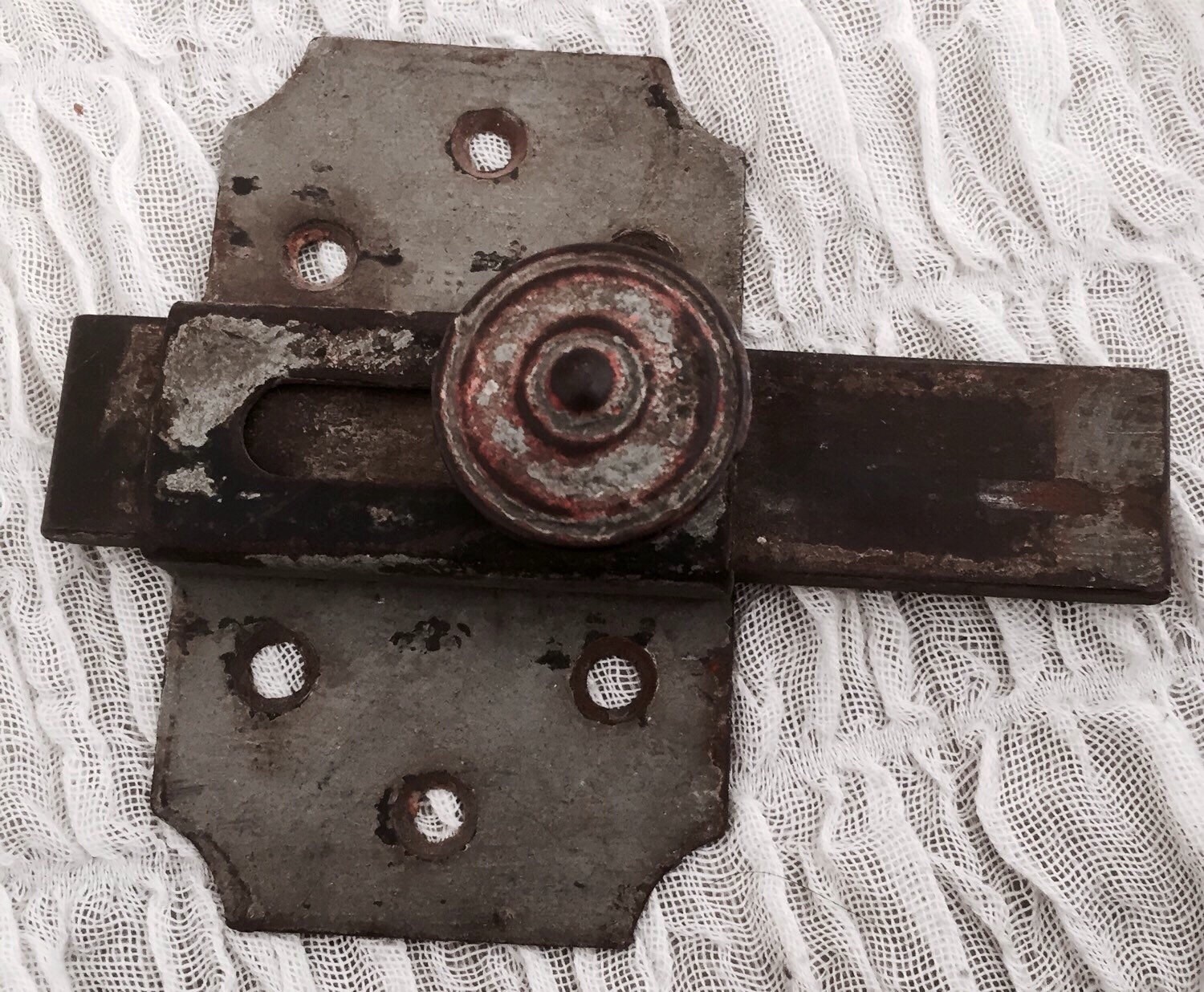 Verrou en Fer Forgé , Xixeme Siécle, Fermeture de Porte Ancienne, Campagne Française