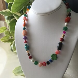 Artisan Bohemian Necklace Adjustable Length Clay Beads Lampwork Beads Pearls Semi Precious Gemstones Beautiful and Elegant