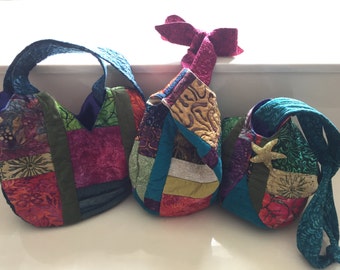 Clever & Easy PATTERN for Quilted Adjustable Knot Purse- Step by Step with photos, material list and printable PDF purse pattern -