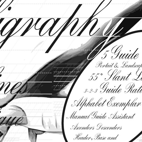 Hand Lettering Guide Letter Size Printable 55 Slant | Etsy