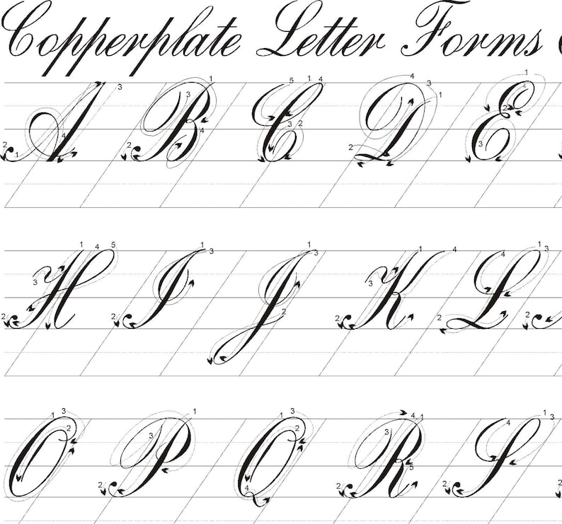 Hand Lettering Guide Letter Size Printable 55 Slant Copperplate ...