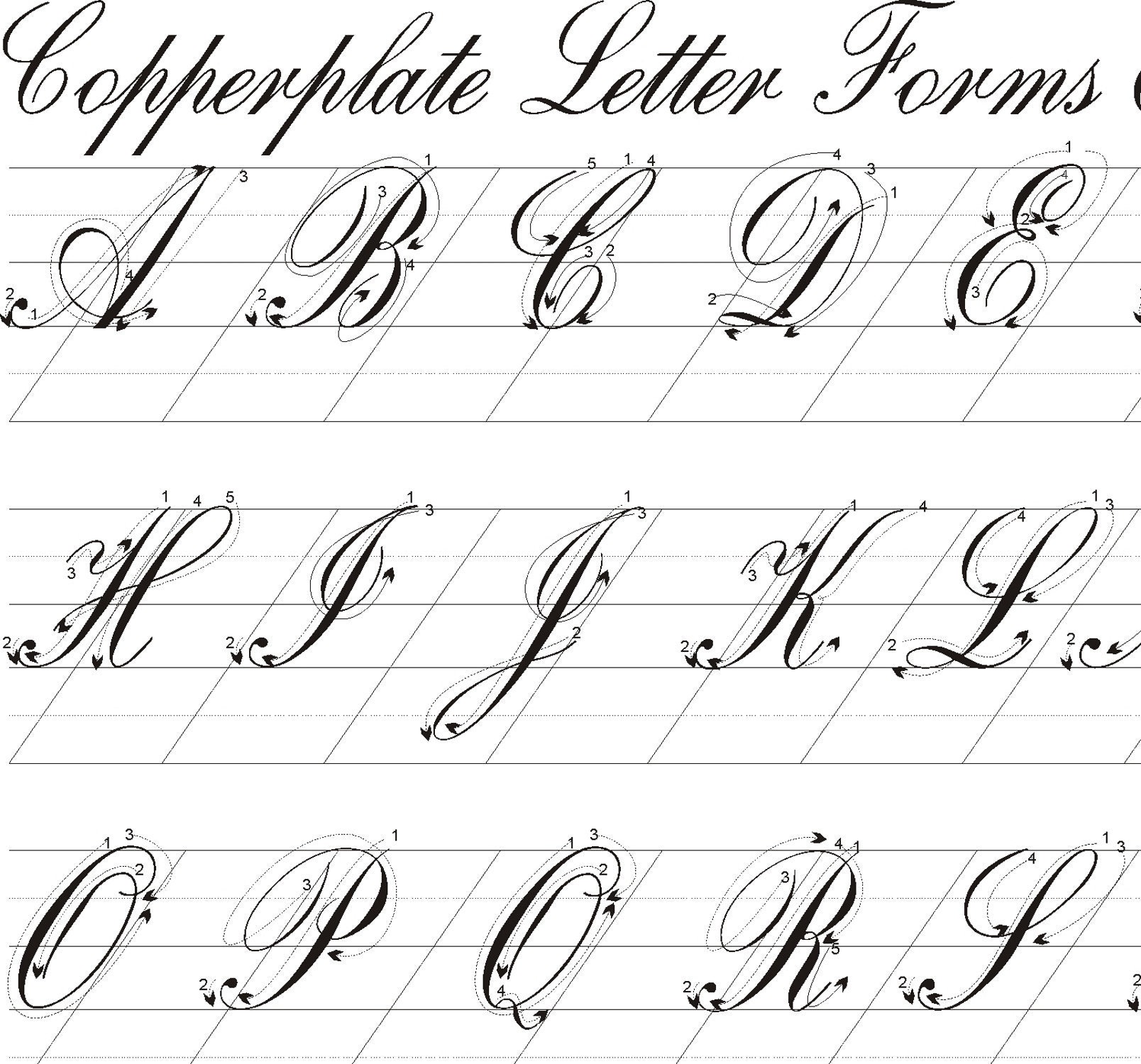 Hand Lettering Guide Letter Size Printable 55 Slant Copperplate ...