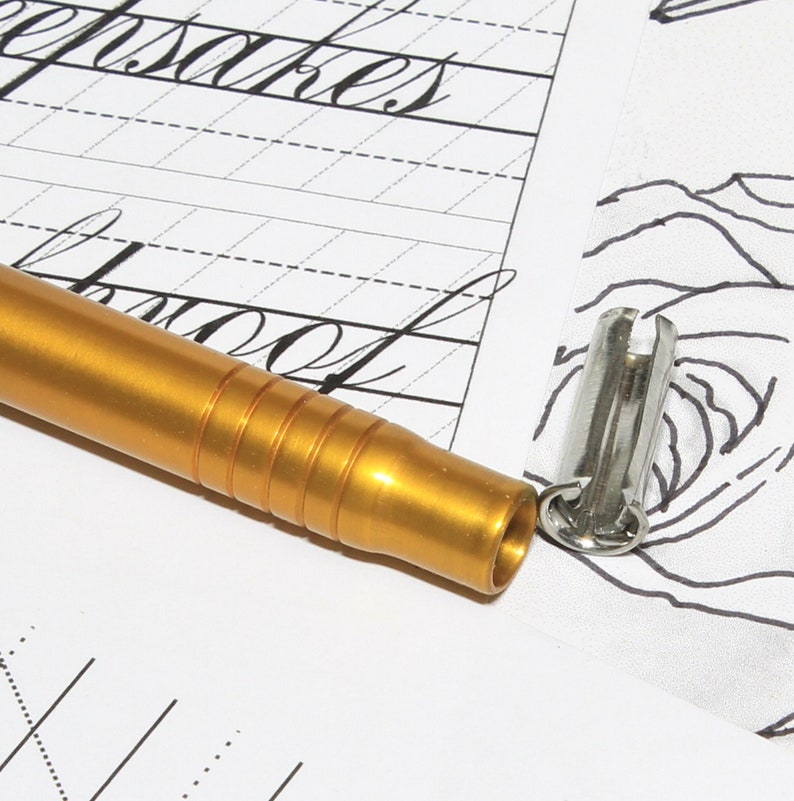 Straight Calligraphy Pen With Travel Storage Universal Removable Replaceable Nib Ferrule Tough Anodized Aluminum Suits Many Nibs Comic G etc