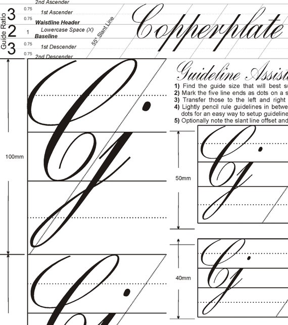 Hand Lettering Guide Letter Size Printable 55 Slant Etsy