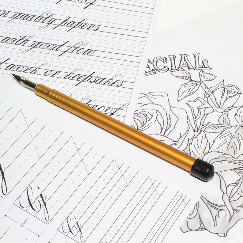 Straight Calligraphy Pen With Travel Storage Universal Removable Replaceable Nib Ferrule Tough Anodized Aluminum Suits Many Nibs Comic G etc