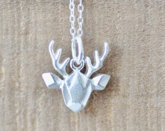 Origami Deer Necklace in Sterling Silver 925, Silver Deer, Origami Animal Jewelry, Origami Jewelry, Jamber Jewels 925