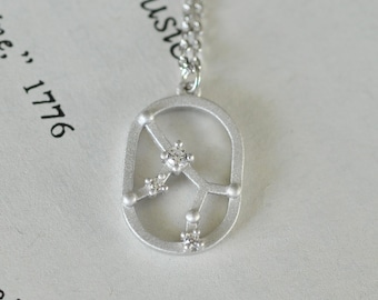 Sterling Silver Virgo Zodiac Constellation Necklace, Customized and Personalized Jewelry