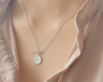 Guiding Star Toggle Necklace in Sterling Silver, Simple Star Disc Necklace, Star Pendant, Jamber Jewels