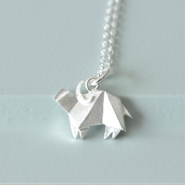 Origami Ox Necklace in Sterling Silver 925 by Jamber Jewels, Origami Bull Necklace, Origami Cow Necklace, Cow Jewelry