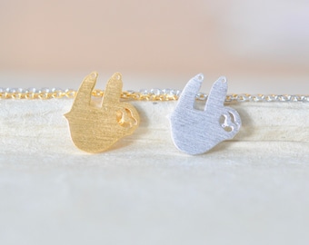 Adorable Sloth Necklace, Sterling Silver Sloth Necklace, Gold Sloth Necklace,  Jamber Jewels 925