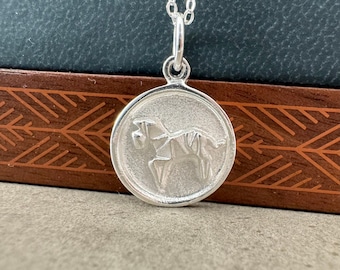 Origami Horse Disc Necklace, Sterling Silver Pendant, Jamber Jewels