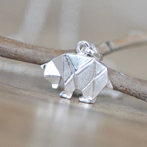 Origami Bear Necklace in Sterling Silver 925, Silver Bear, Silver Polar Bear, Origami Animal Jewelry, Origami Jewelry, Jamber Jewels 925 image 1