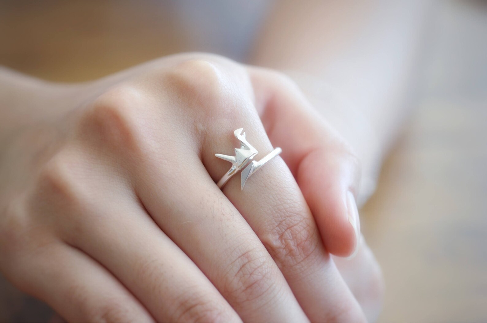 Origami Crane Ring Sterling Silver Bird Origami Ring Etsy