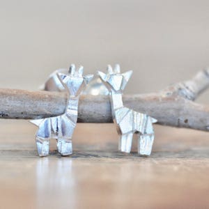 Sterling Silver Origami Giraffe Earrings, Silver Giraffe Earrings, Origami Animal Jewelry, Origami Jewelry, Jamber Jewels 925