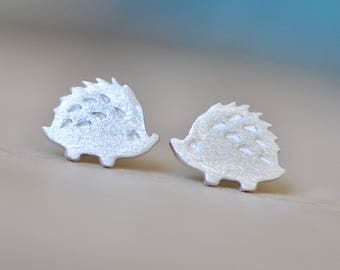 Sterling Silver Hedgehog Stud Earrings, SILVER Hedgehog Earrings, Silver Hedgehog Studs, Children's Earrings, Jamber Jewels 925