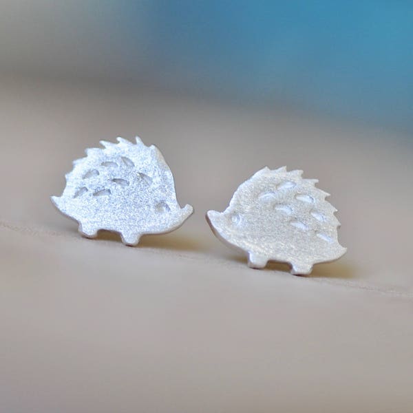 Sterling Silver Hedgehog Stud Earrings, SILVER Hedgehog Earrings, Silver Hedgehog Studs, Children's Earrings, Jamber Jewels 925