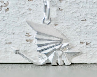 Origami Dragon Necklace in Sterling Silver, Dragon Pendant, Toothless Necklace, Dragon Jewelry, Jamber Jewels