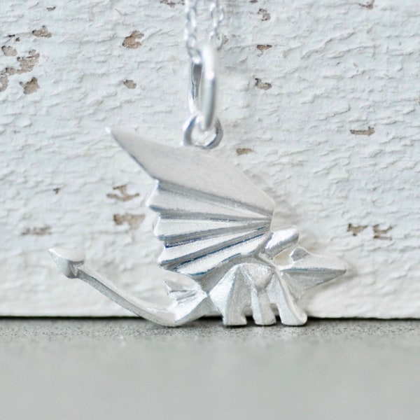 Origami Dragon Necklace in Sterling Silver, Dragon Pendant, Toothless Necklace, Dragon Jewelry, Jamber Jewels