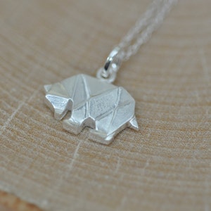 Origami Bear Necklace in Sterling Silver 925, Silver Bear, Silver Polar Bear, Origami Animal Jewelry, Origami Jewelry, Jamber Jewels 925 image 3