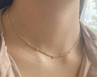 Thick Curb Chain with CZ Necklace in Sterling Silver, Layering Necklace, Gold Layering Necklace, Jamber Jewels