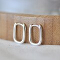 Sterling Silver Rounded Rectangular Huggie Earrings, Small Hoops, Everyday Earrings, Jamber Jewels 925