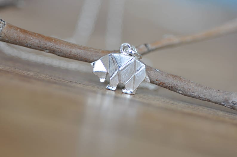 Origami Bear Necklace in Sterling Silver 925, Silver Bear, Silver Polar Bear, Origami Animal Jewelry, Origami Jewelry, Jamber Jewels 925 image 5