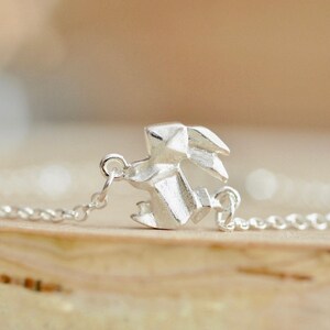 Origami Rabbit Necklace in Sterling Silver 925, Gold Rabbit Necklace, Silver Bunny Necklace, Origami Animal Jewelry, Origami Bunny Jewelry image 10