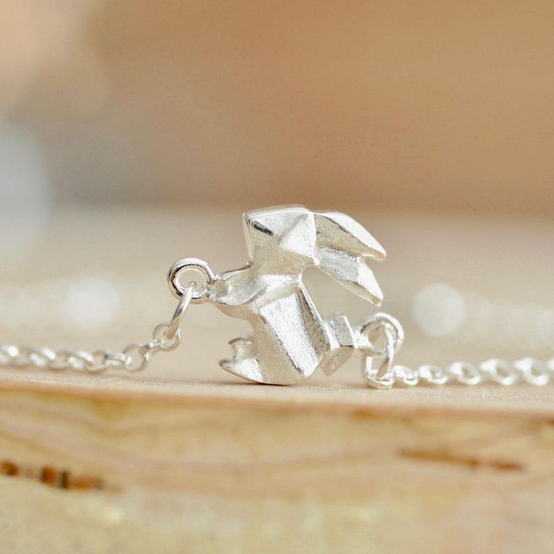 Origami Rabbit Necklace in Sterling Silver 925, Gold Rabbit Necklace, Silver Bunny Necklace, Origami Animal Jewelry, Origami Bunny Jewelry image 10