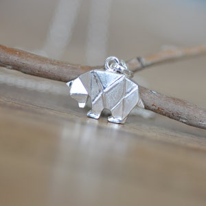 Origami Bear Necklace in Sterling Silver 925, Silver Bear, Silver Polar Bear, Origami Animal Jewelry, Origami Jewelry, Jamber Jewels 925 image 2