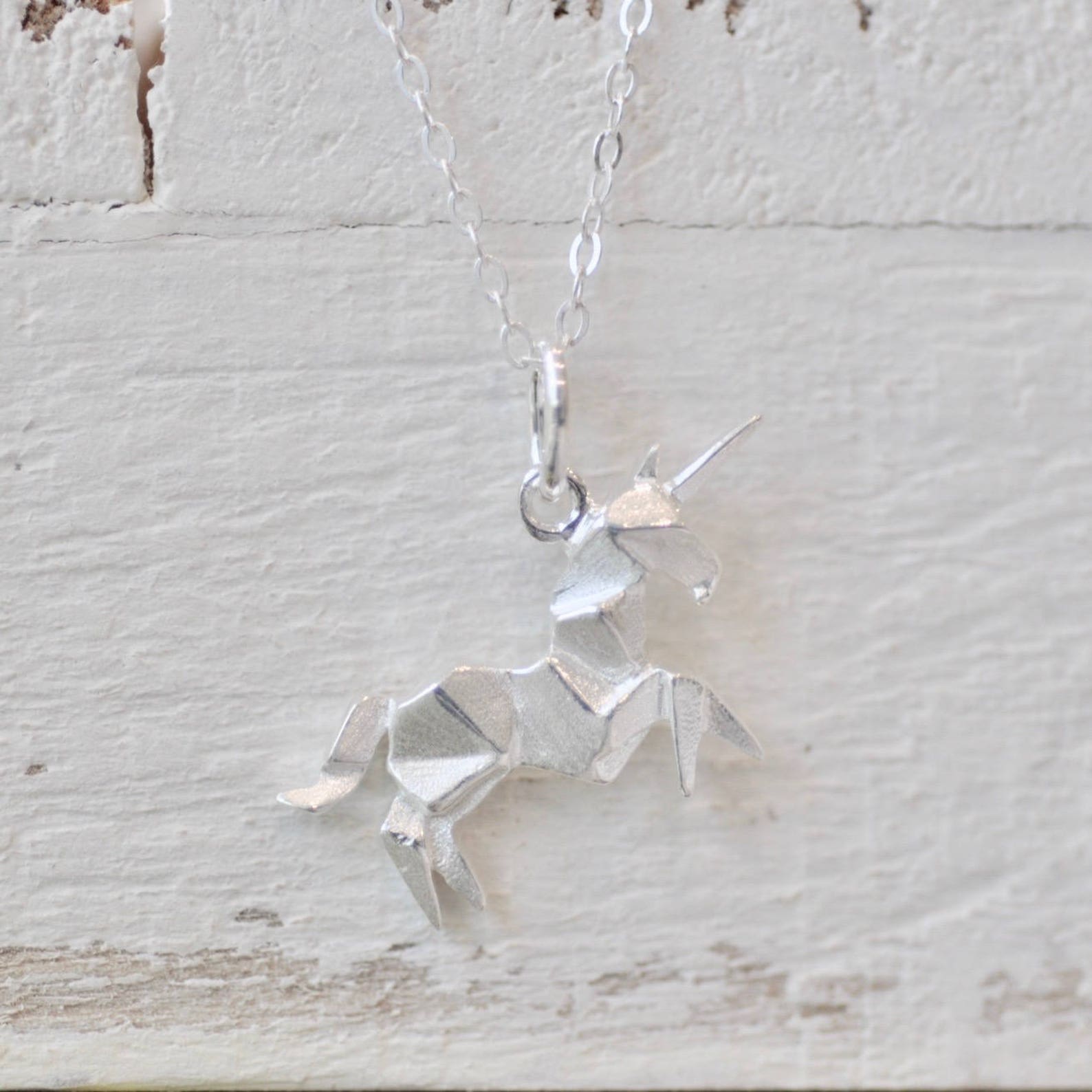 Origami Unicorn Necklace in Sterling Silver 925 Silver Etsy