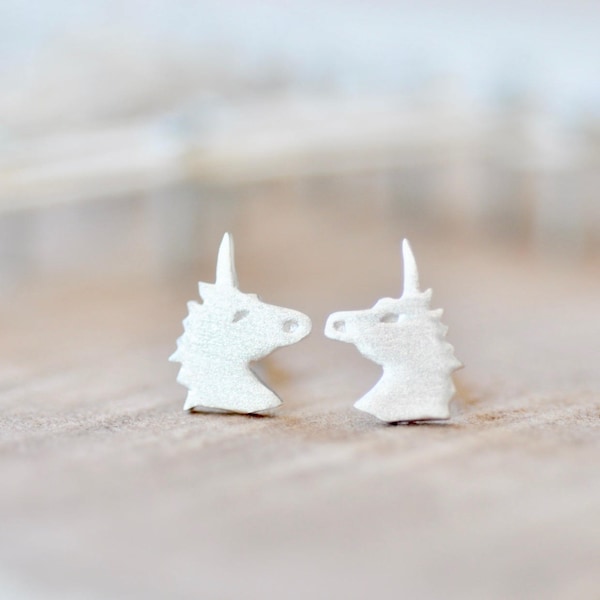 Unicorn Earrings in Sterling Silver 925, Silver Unicorn Earrings, Unicorn Jewelry, Unicorn Studs, Jamber Jewels 925