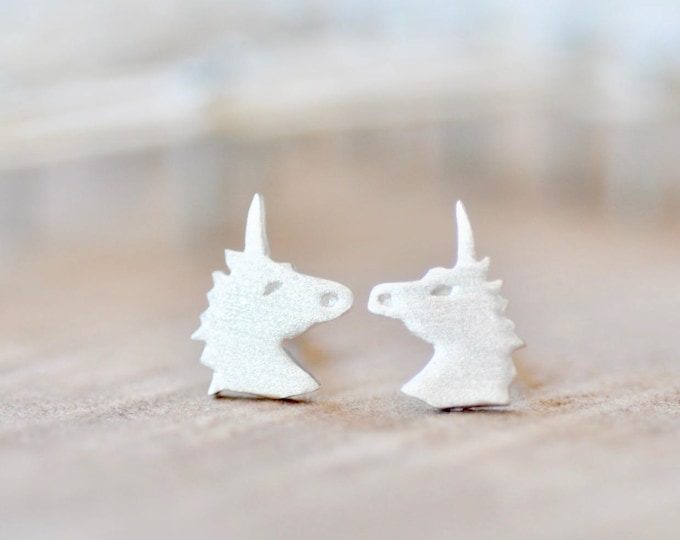 Unicorn Earrings in Sterling Silver 925, Silver Unicorn Earrings, Unicorn Jewelry, Unicorn Studs, Jamber Jewels 925