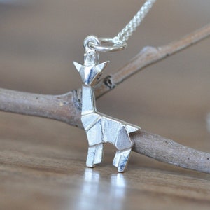 Sterling Silver Origami Giraffe Necklace, Giraffe Necklace, Geometric Giraffe Necklace, Giraffe Charm Necklace, Jamber Jewels