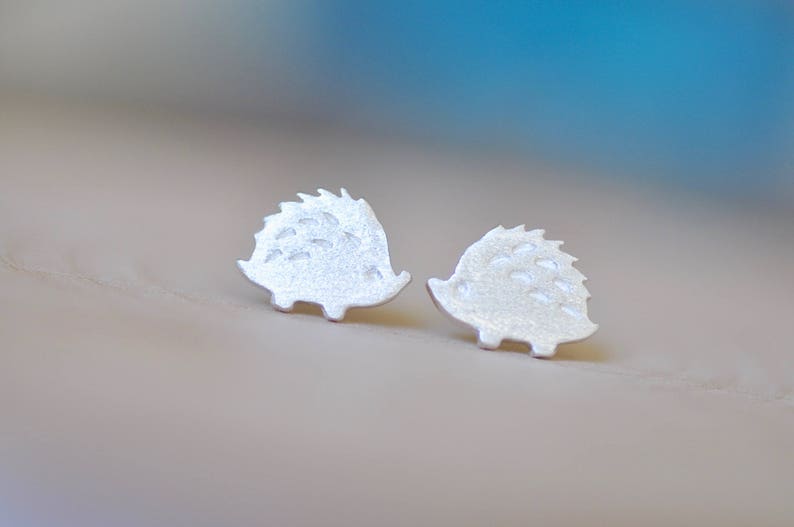 Sterling Silver Hedgehog Stud Earrings, SILVER Hedgehog Earrings, Silver Hedgehog Studs, Children's Earrings, Jamber Jewels 925 image 3