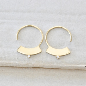 Gold Simple Hoops with a Flare, Everyday Small Hoops, Sterling Silver Statement Earrings, Jamber Jewels