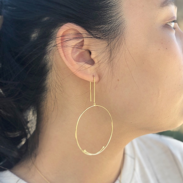 Large Dangle Hoop Earrings in Sterling Silver 925, Gold Lightweight Hoop Earrings, Modern Hoops, Constellation Hoop Earrings, Jamber Jewels