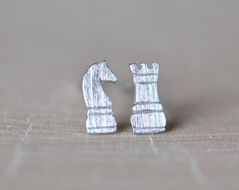 Mismatched Chess Piece Stud Earrings / Chess Earrings /  Jamber Jewels 925