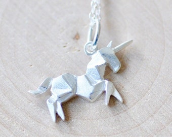 Origami Unicorn Necklace in Sterling Silver 925, Silver Unicorn Necklace, Unicorn Jewelry, Unicorn Pendant, Jamber Jewels 925