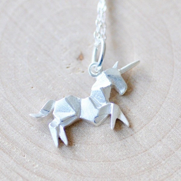 Origami Unicorn Necklace in Sterling Silver 925, Silver Unicorn Necklace, Unicorn Jewelry, Unicorn Pendant, Jamber Jewels 925