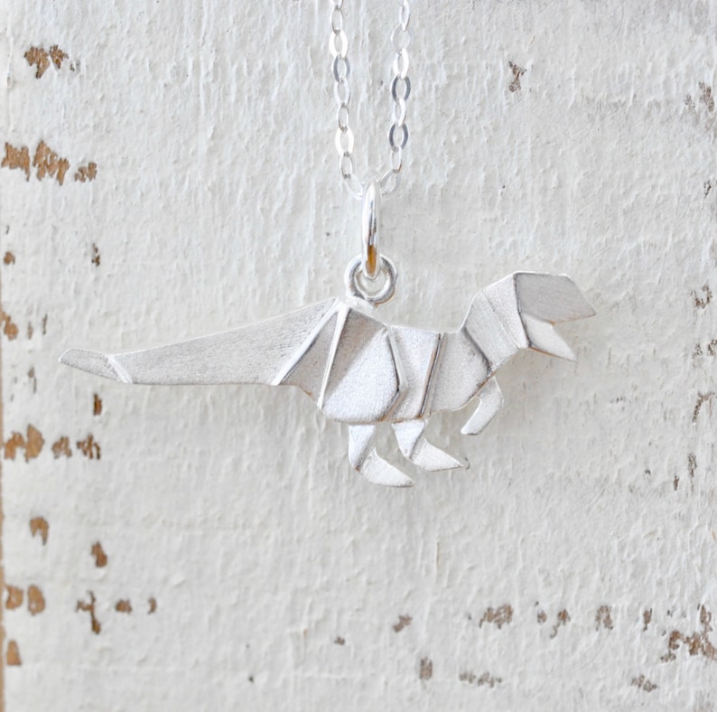 Origami Dinosaur Necklace in Sterling Silver 925 by Jamber Etsy