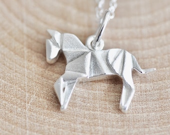 Origami Horse Necklace in Sterling Silver 925, Silver Horse Necklace, Horse Jewelry, Horse Pendant, Origami Jewelry, Jamber Jewels 925