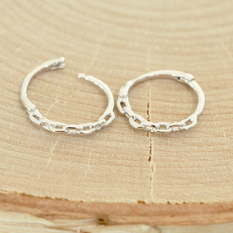 Dainty Chain Huggie Earrings Chain Link Earrings Small Hoop Etsy
