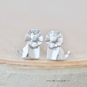Origami LÖWE Ohrringe aus Sterling Silber, Geometrischer Löwe, Löwe Schmuck, Löwe Geschenke, Jamber Jewels