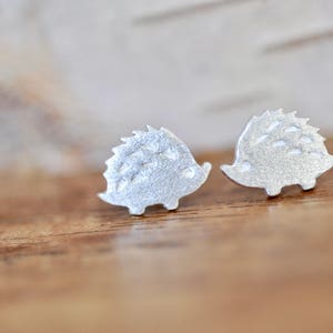 Sterling Silver Hedgehog Stud Earrings, SILVER Hedgehog Earrings, Silver Hedgehog Studs, Children's Earrings, Jamber Jewels 925 image 2