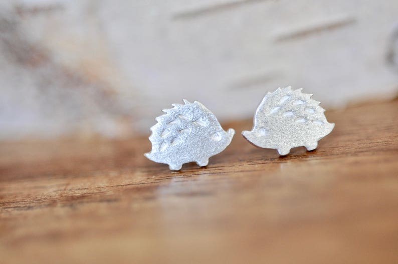 Sterling Silver Hedgehog Stud Earrings, SILVER Hedgehog Earrings, Silver Hedgehog Studs, Children's Earrings, Jamber Jewels 925 image 2