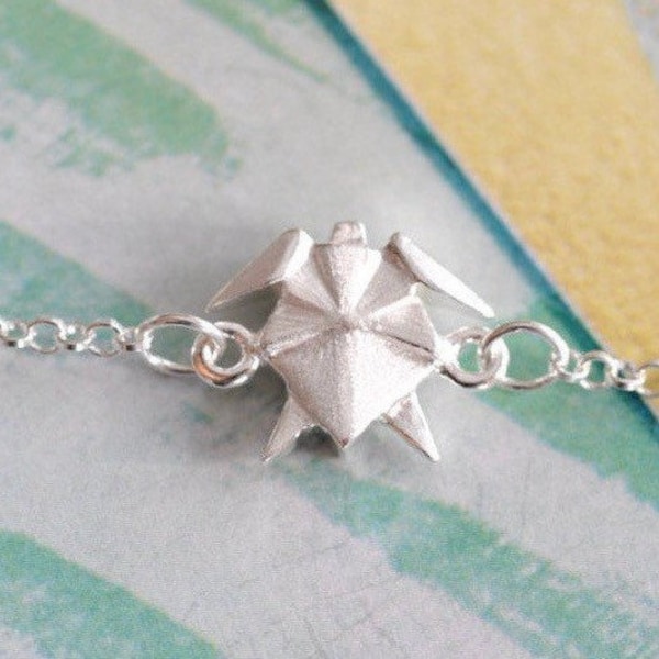 Origami Turtle Charm Bracelet, Origami Animal Bracelets, Silver Turtle Charm Bracelet, Sea Turtle Jewelry, Jamber Jewels 925