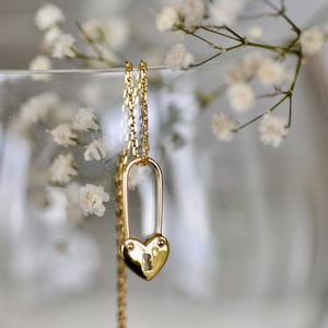 Heart Padlock Necklace in Sterling Silver 925 with Gold Finish, Heart Necklace, Heart Lock and Key, Jamber Jewels image 6